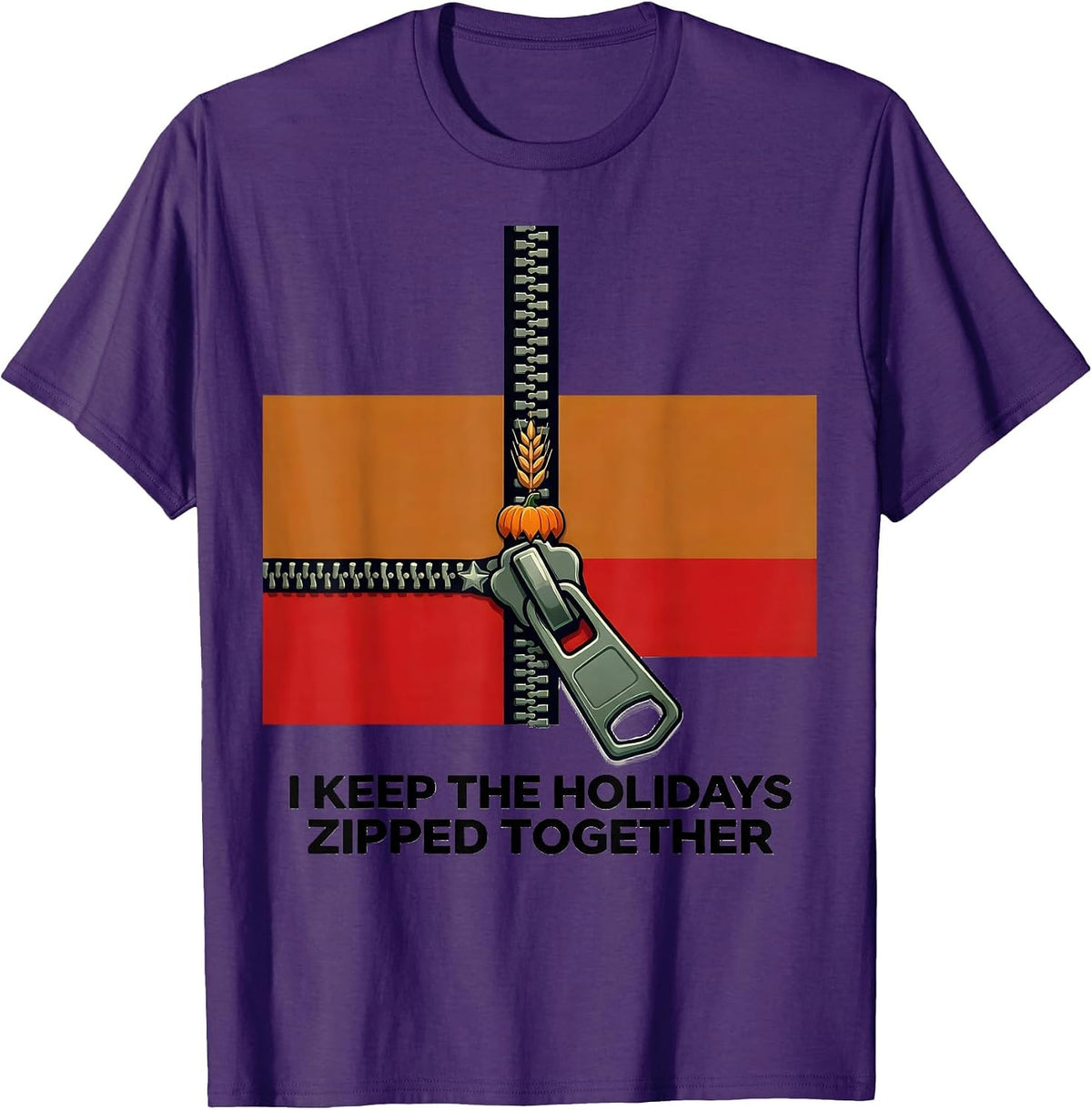 Men's I Keep The Holidays Zipped Together Whimsical Holiday Humor T-Shirt - Purple