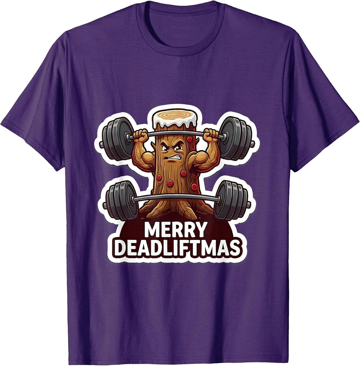 Merry Deadliftmas Funny Christmas Gym Workout Weightlifting T-Shirt - Purple