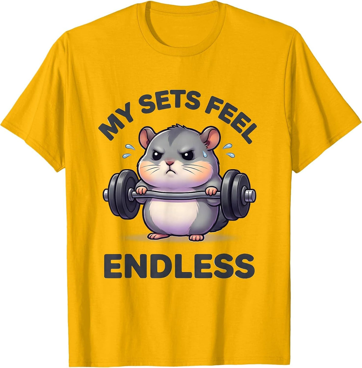 Men's My Sets Feel Endless Cute Kawaii Funny Gym Animal Workout T-Shirt - Golden Yellow