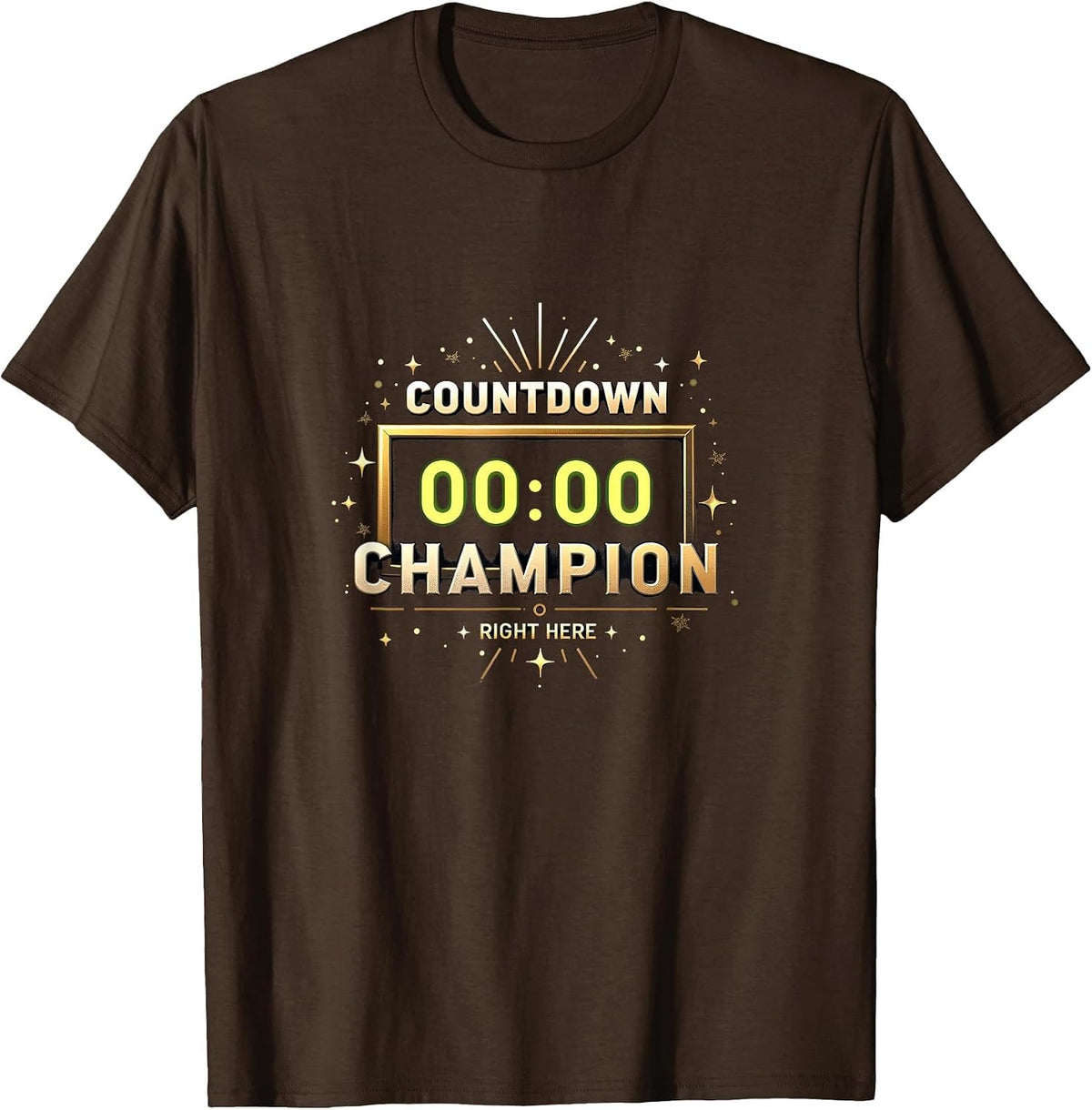 Countdown Champion New Years Eve Design T-Shirt - Brown