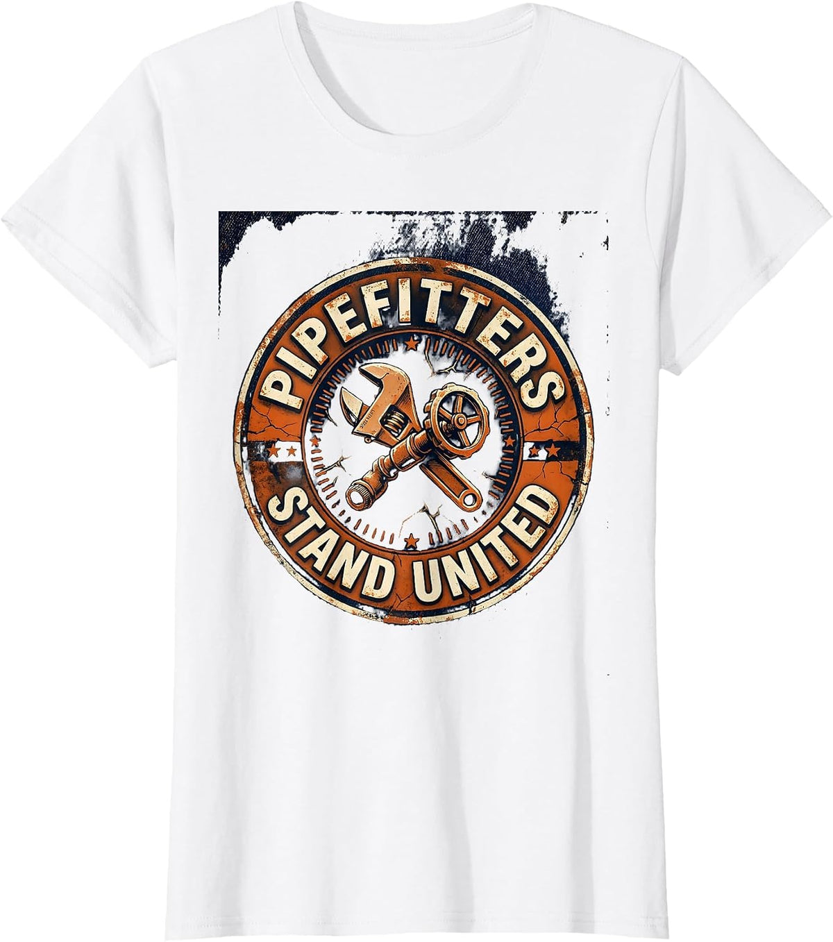 Pipefitters Stand United Distressed Union Worker Solidarity T-Shirt - White