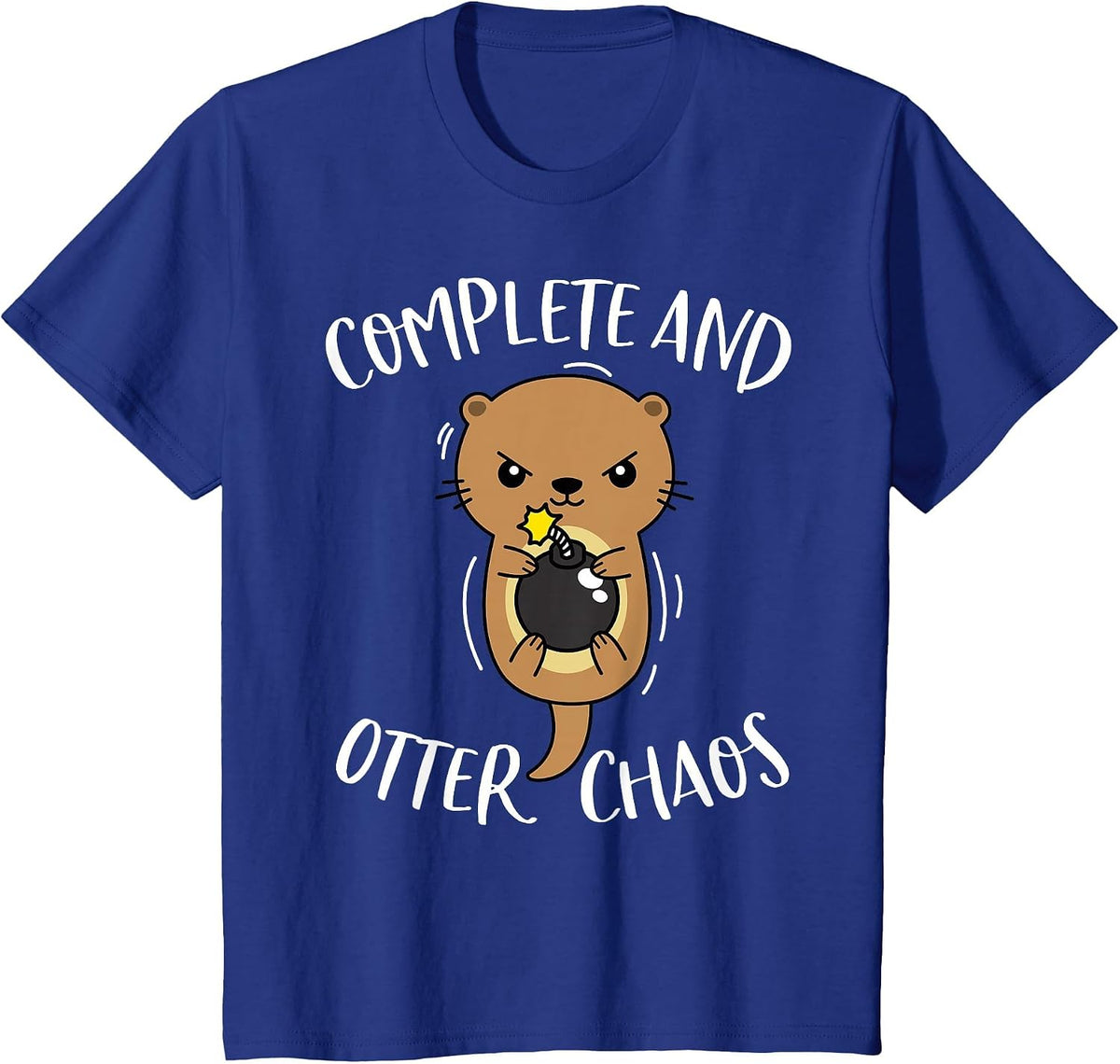 Complete and Otter Chaos Funny Cute Sea Otter Pun T-Shirt - Royal Blue