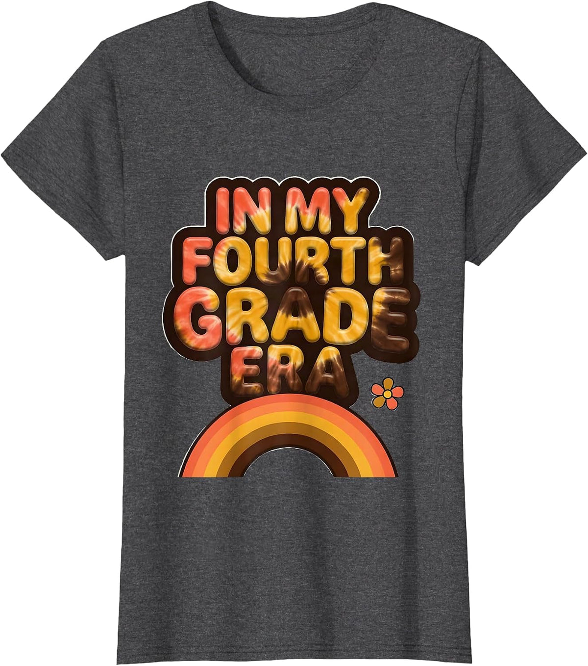 Women's In My Fourth Grade Era Retro 70s Back to School Girl T-Shirt - Dark Heather Grey