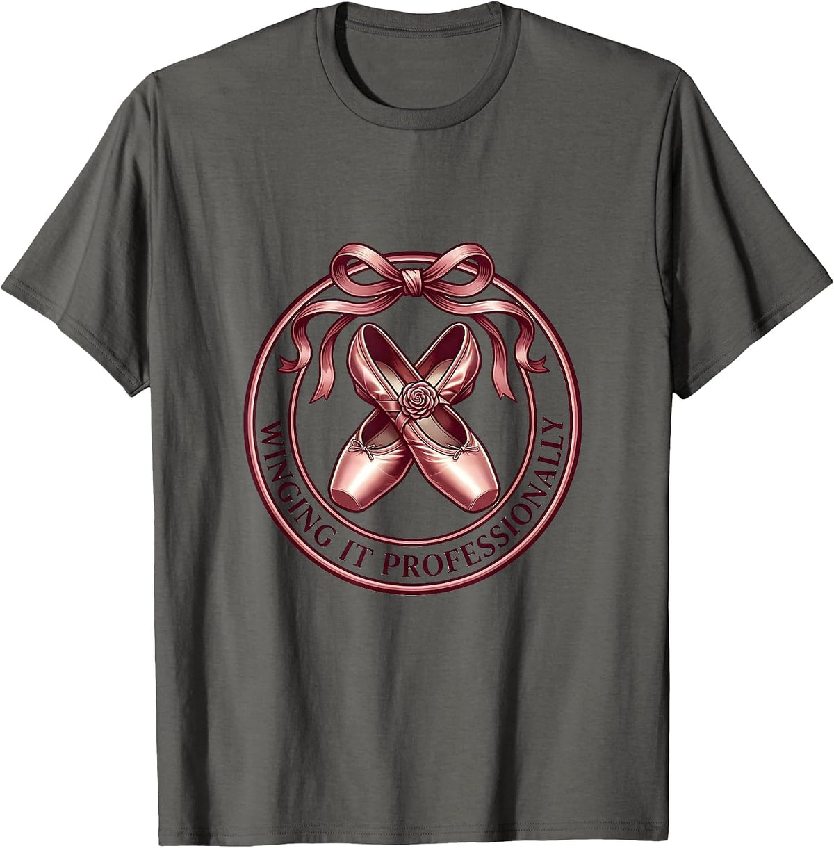 Winging It Professionally Substitute Teacher T-Shirt - Asphalt Grey
