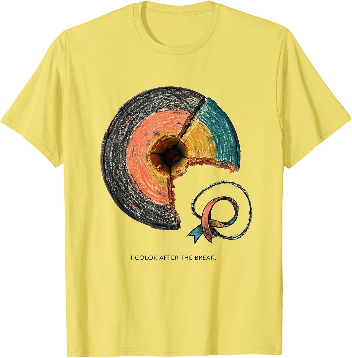 Men's I Color After The Break Mental Health Awareness Support T-Shirt - Lemon Yellow