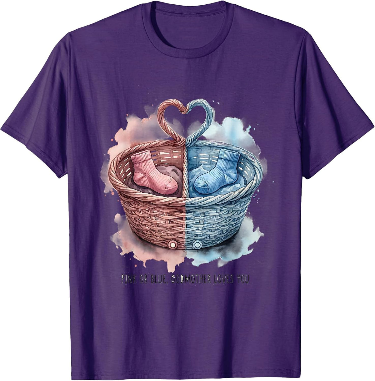 Men's Pink Or Blue, Godmother Loves You Playful Family T-Shirt - Purple