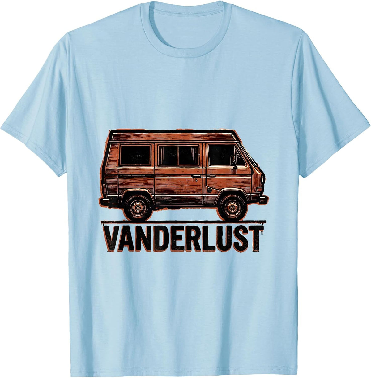 Men's Vanderlust Retro Van Life Nomads Camper Van Dwellers Road T-Shirt - Baby Blue