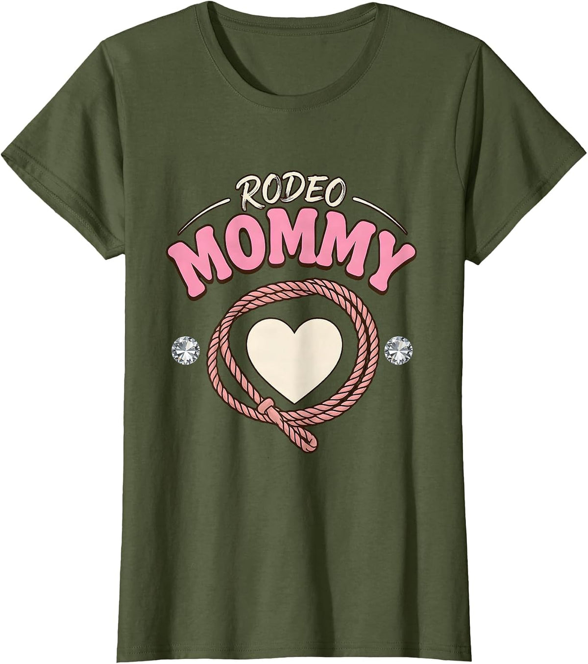 Women's Rodeo Mommy Cowgirl Glam Birthday Party Family Matching T-Shirt - Olive Green