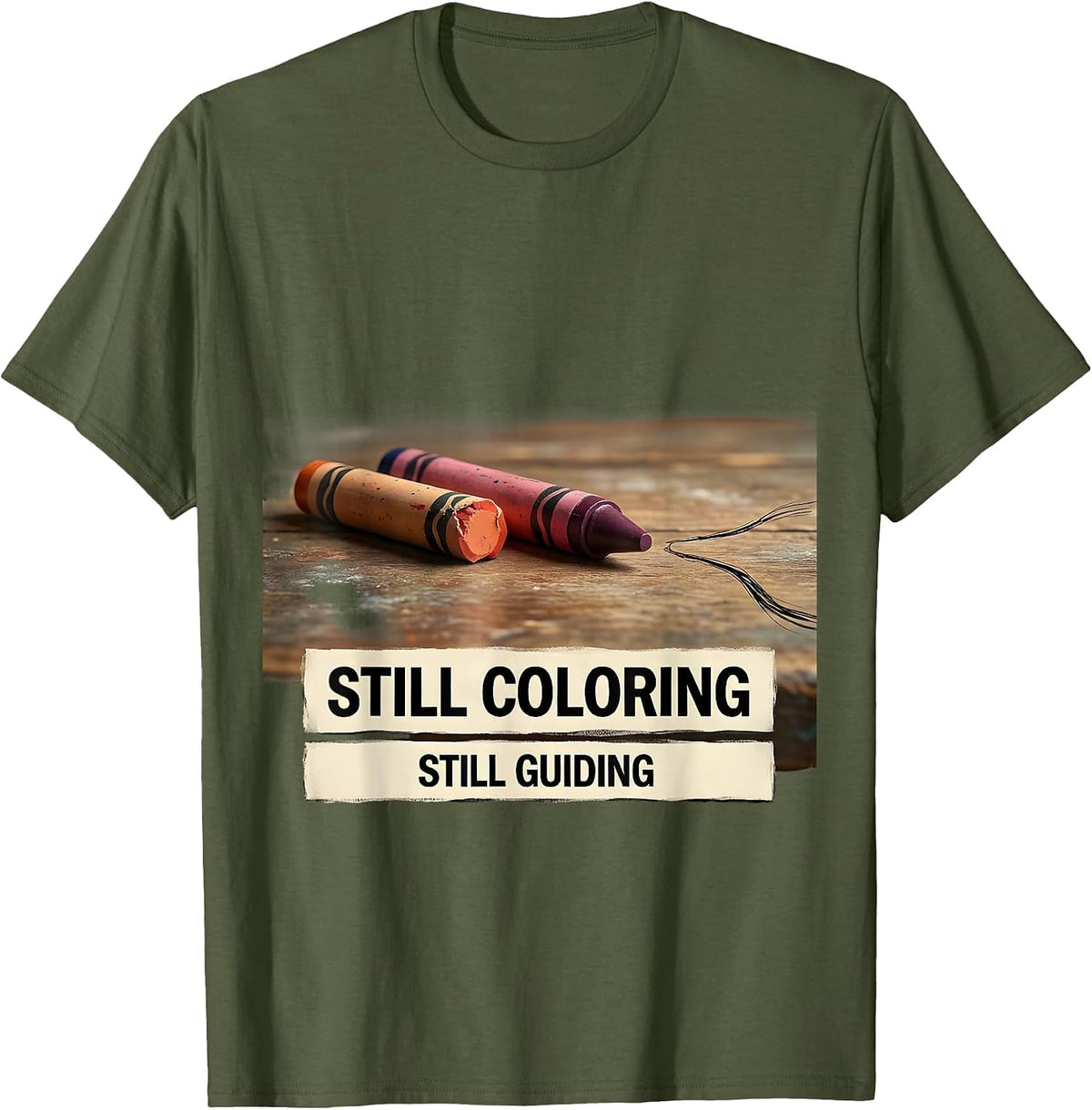 Men's Still Coloring, Still Guiding Mental Health Awareness T-Shirt - Olive Green