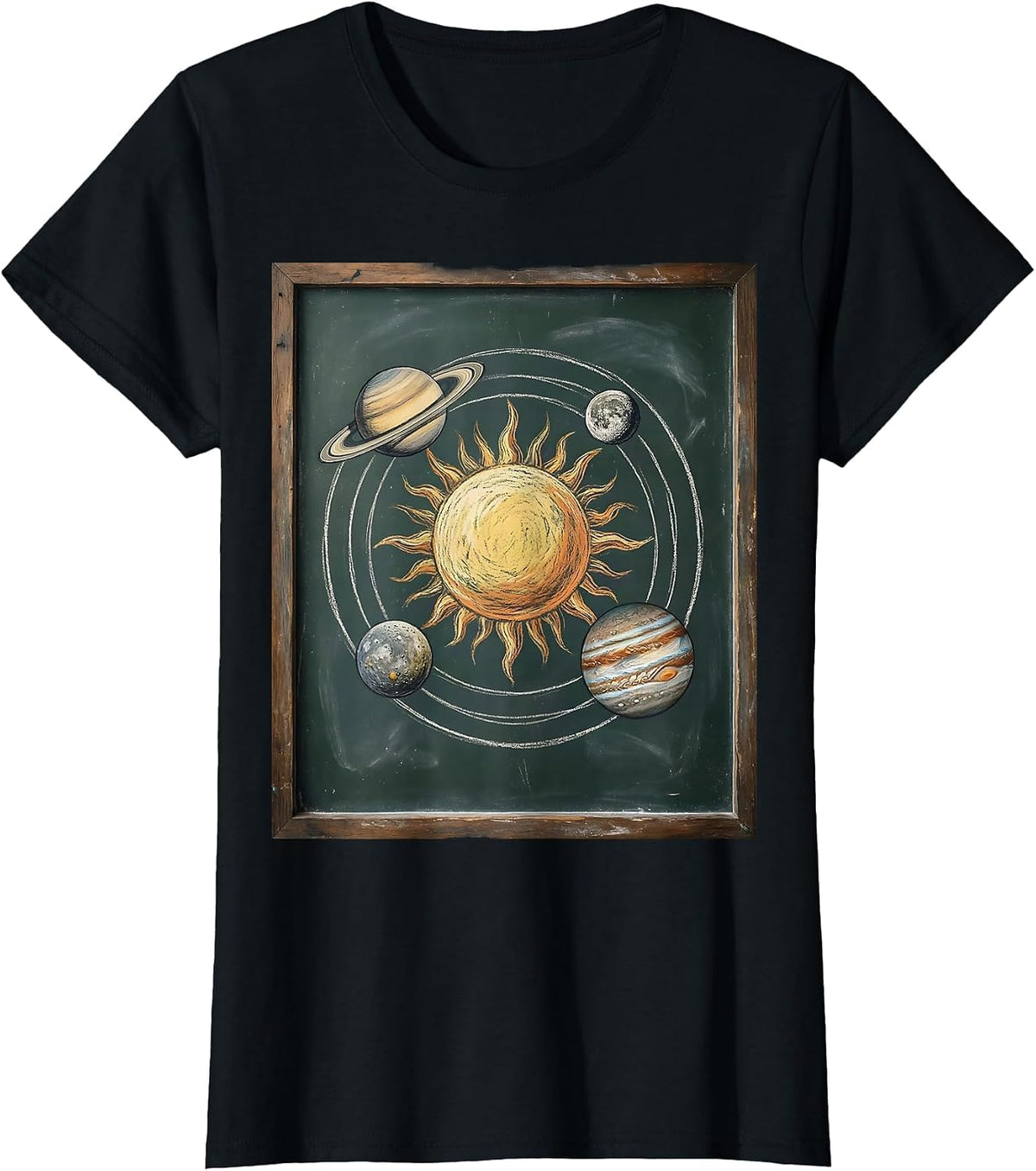 5th Grade Teacher Hand-Drawn Solar System T-Shirt - Black