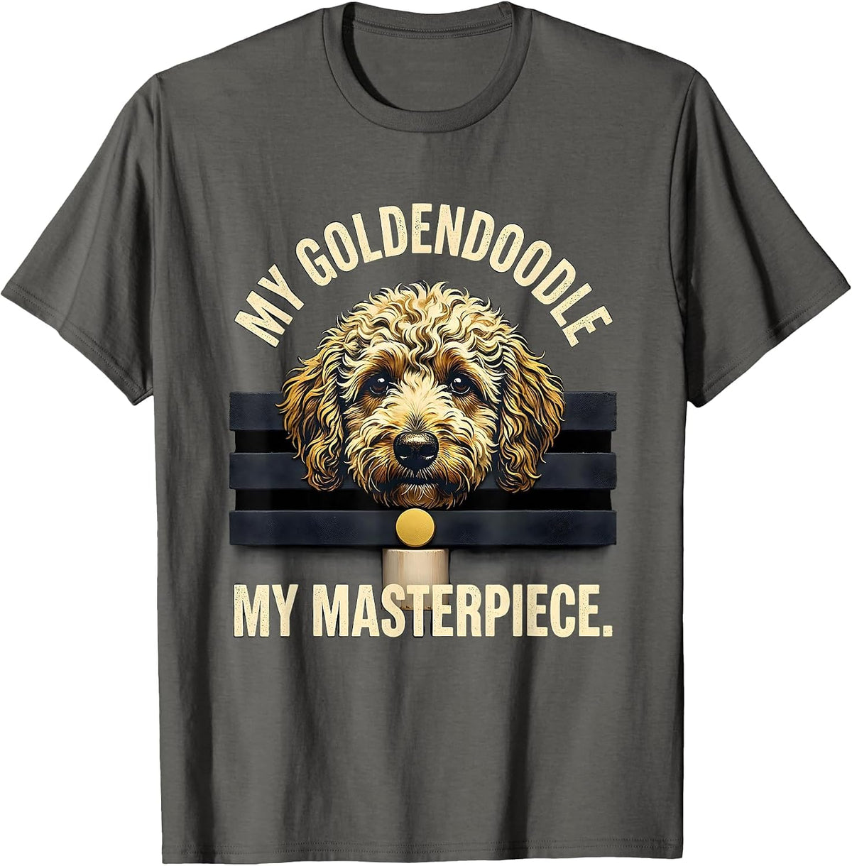 My Goldendoodle My Masterpiece Rubber Stamp Van Gogh Starry T-Shirt - Asphalt Grey