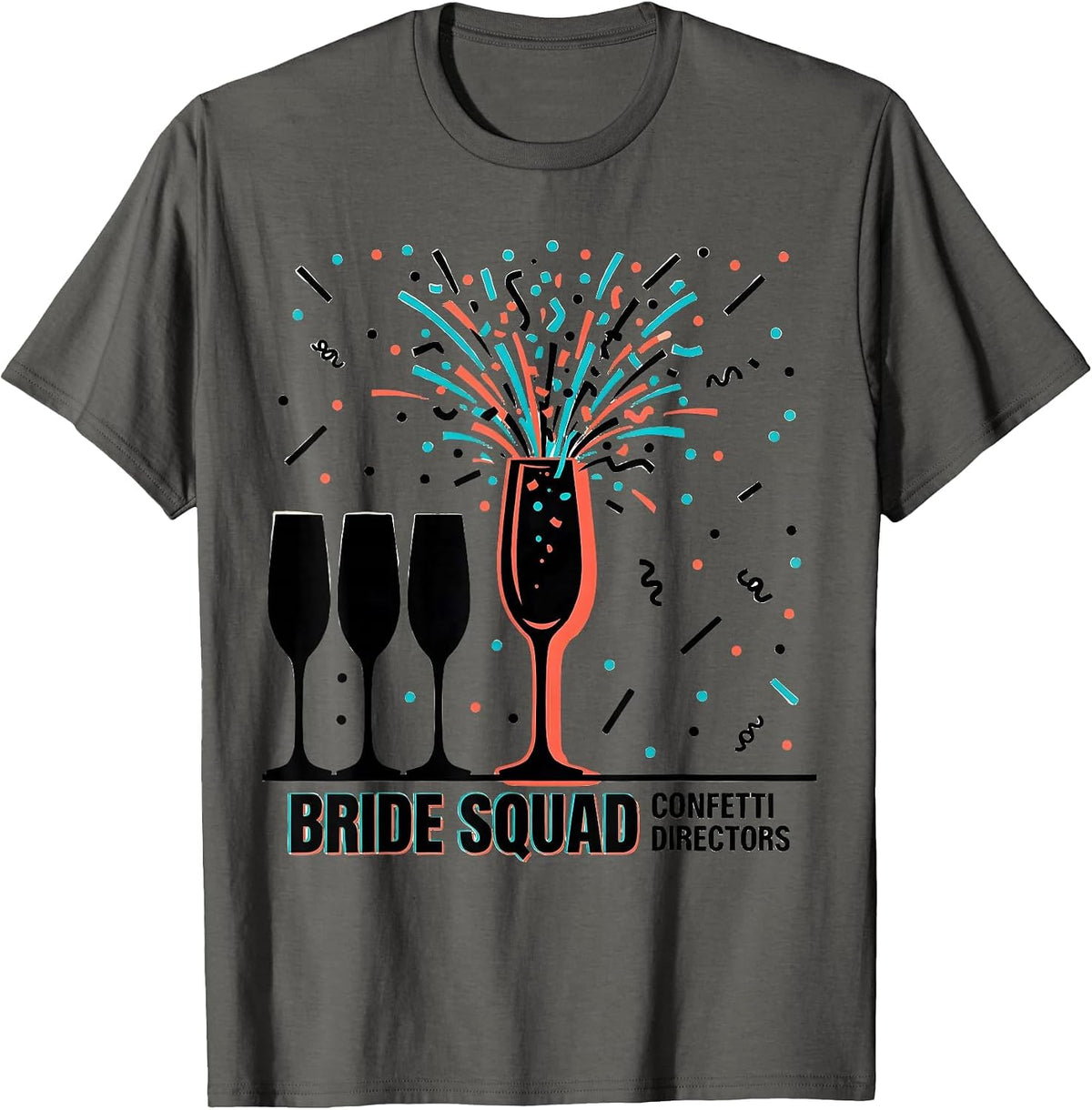 Bride Squad Confetti Directors Memphis Postmodern Wedding T-Shirt - Asphalt Grey