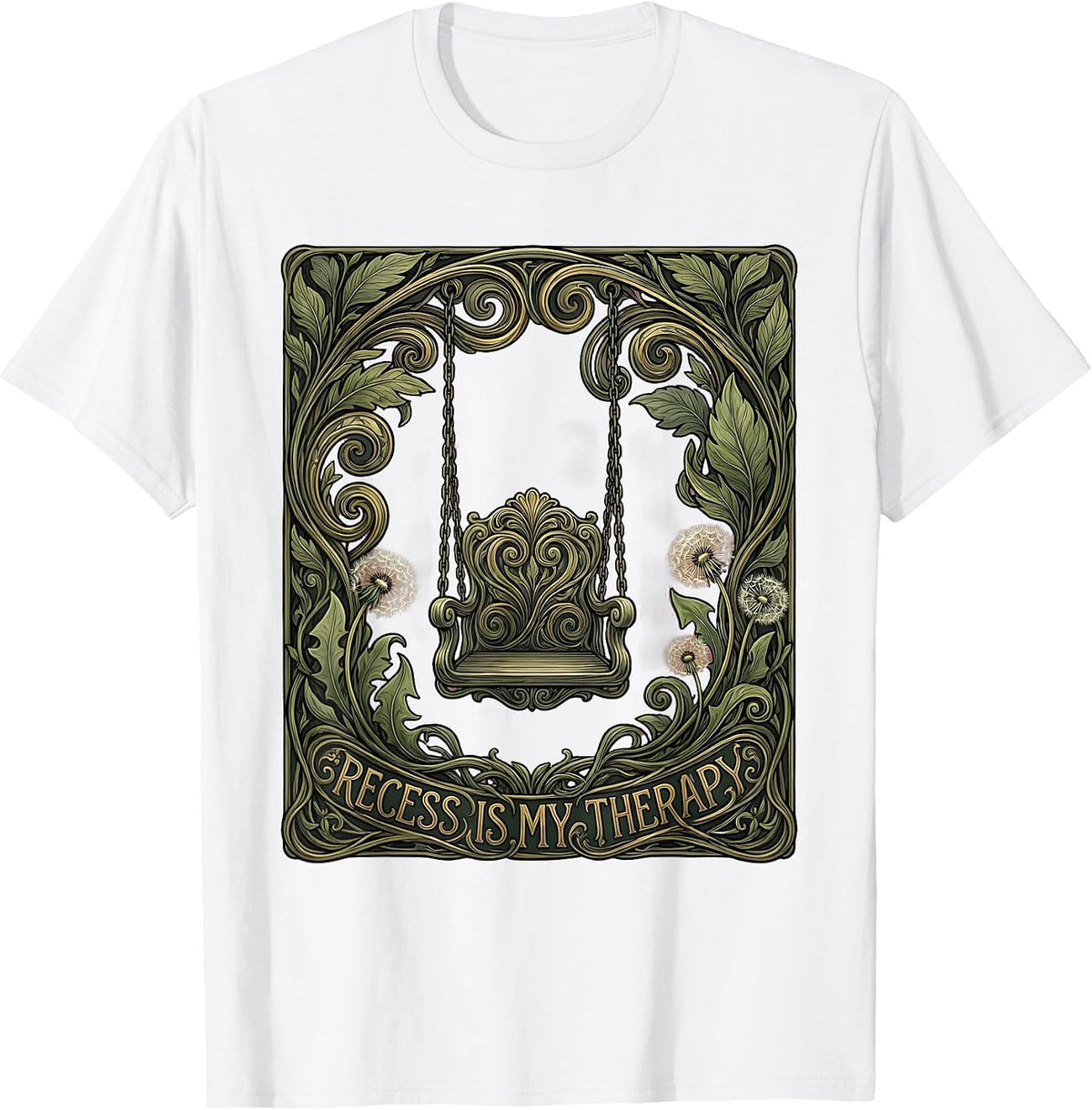 Men's Recess Is My Therapy 5th Grade Teacher Design T-Shirt - White