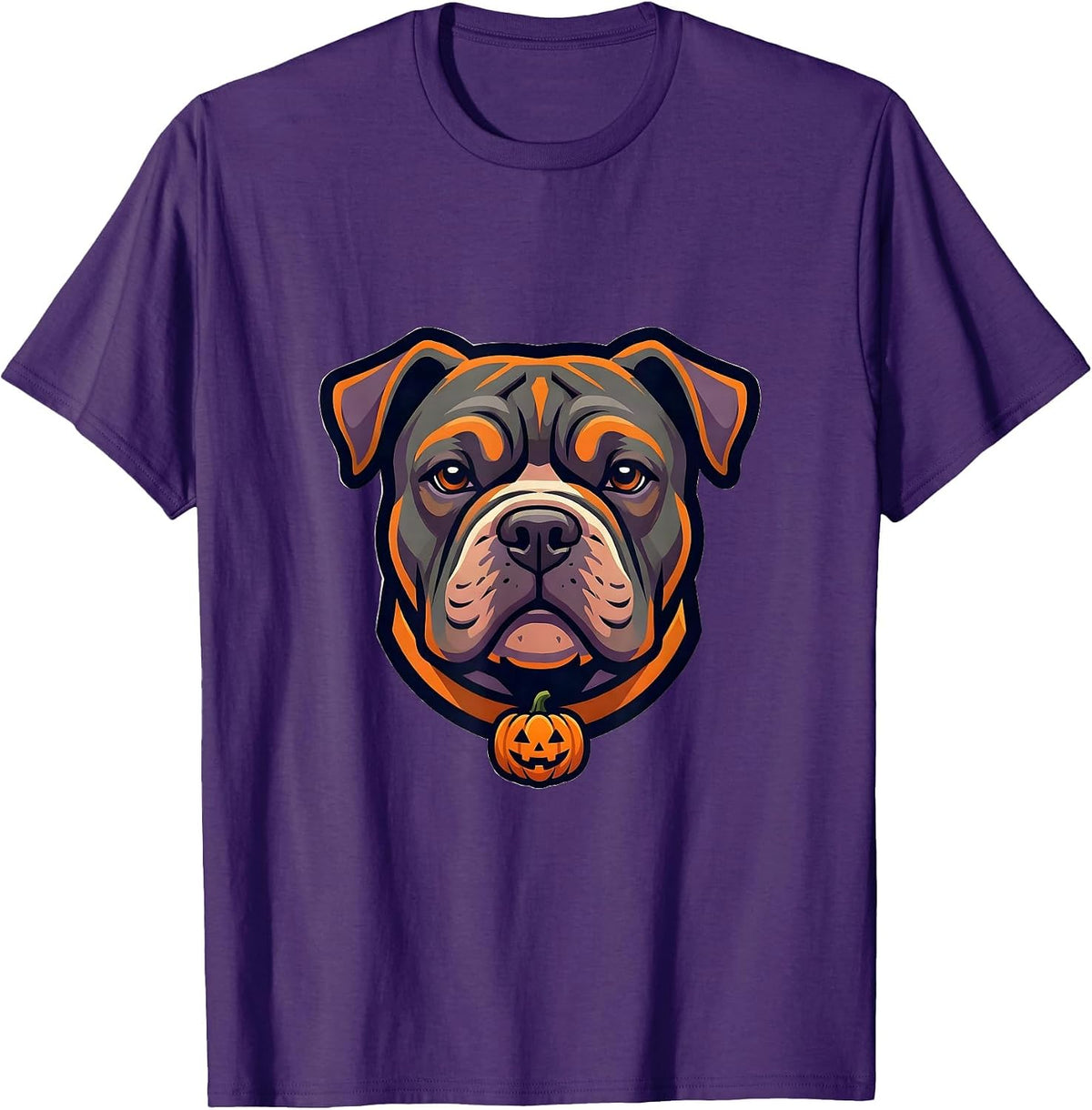 Pitbull Ghost Collar Halloween Dog Lover Mascot T-Shirt - Purple