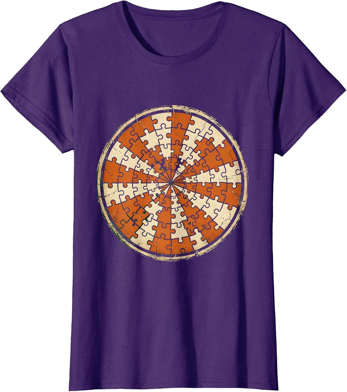 Women's Paraprofessional Colorful Puzzle Pieces Graphic T-Shirt - Purple