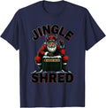 Jingle Shred Tattoo Heavy Metal Santa Claus Christmas Rock T-Shirt - Navy Blue
