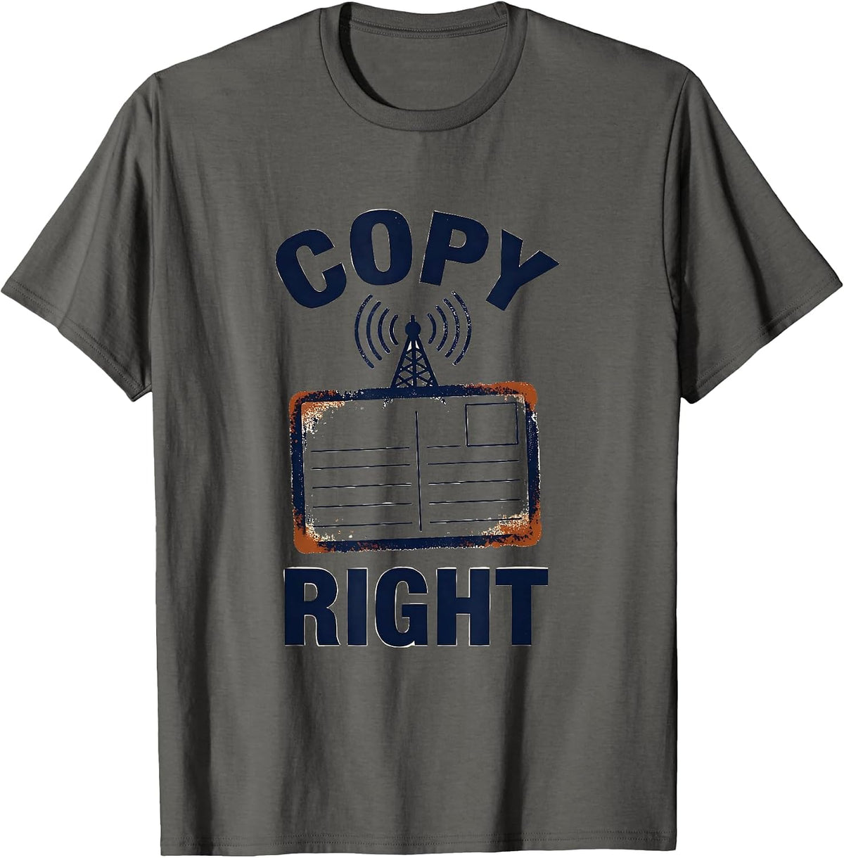 Men's Copy Right Funny Ham Radio Operator Hobbyist Humor T-Shirt - Asphalt Grey