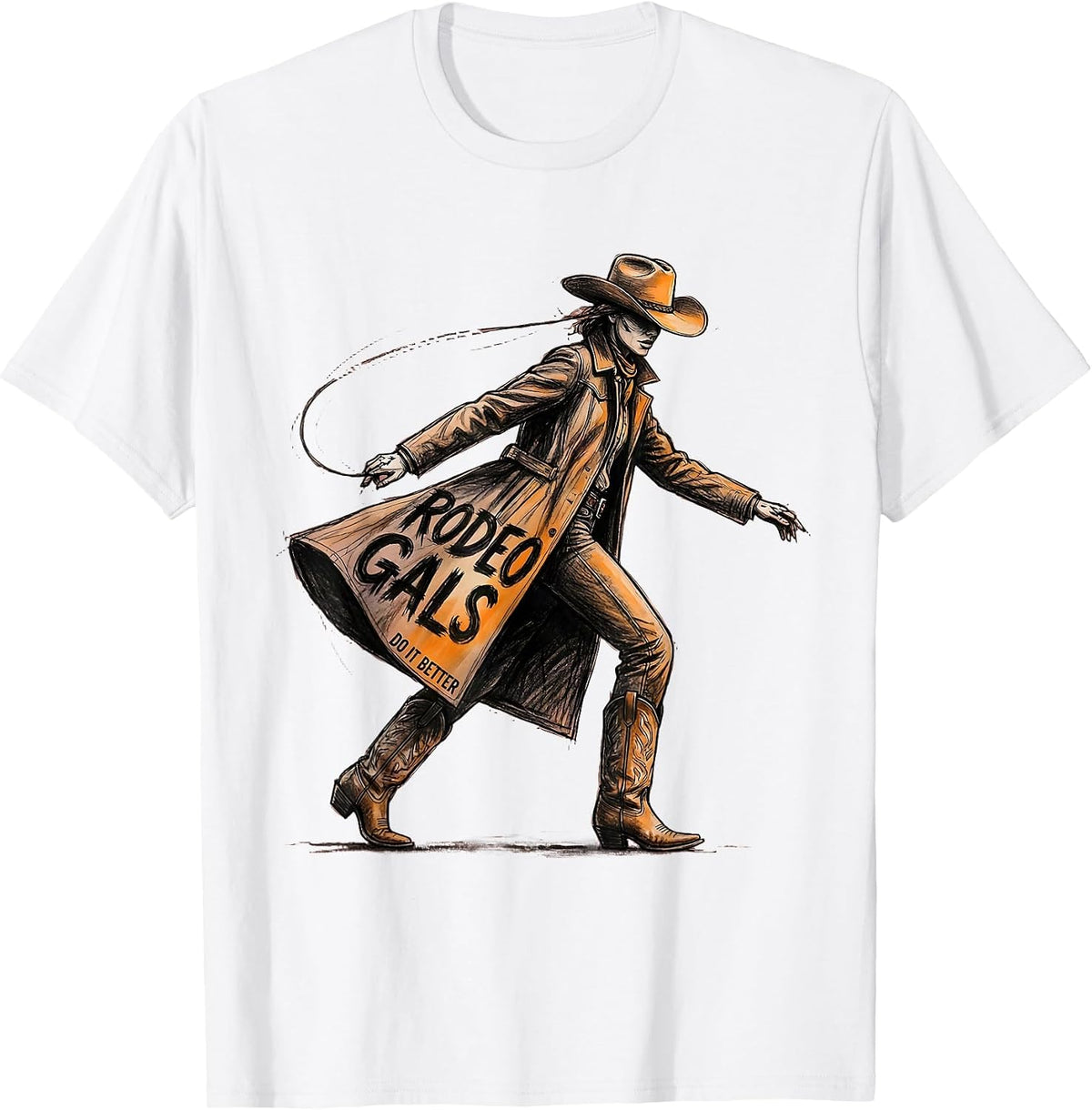 Men's Rodeo Gals Do It Better Western Cowgirl Design T-Shirt - White