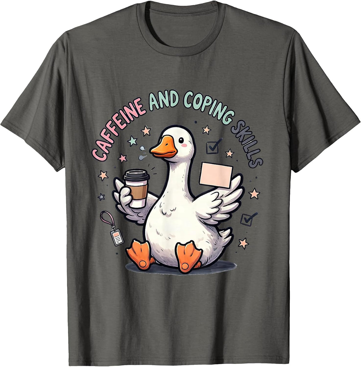 Caffeine And Coping Skills Funny Mental Health Counselor T-Shirt - Asphalt Grey