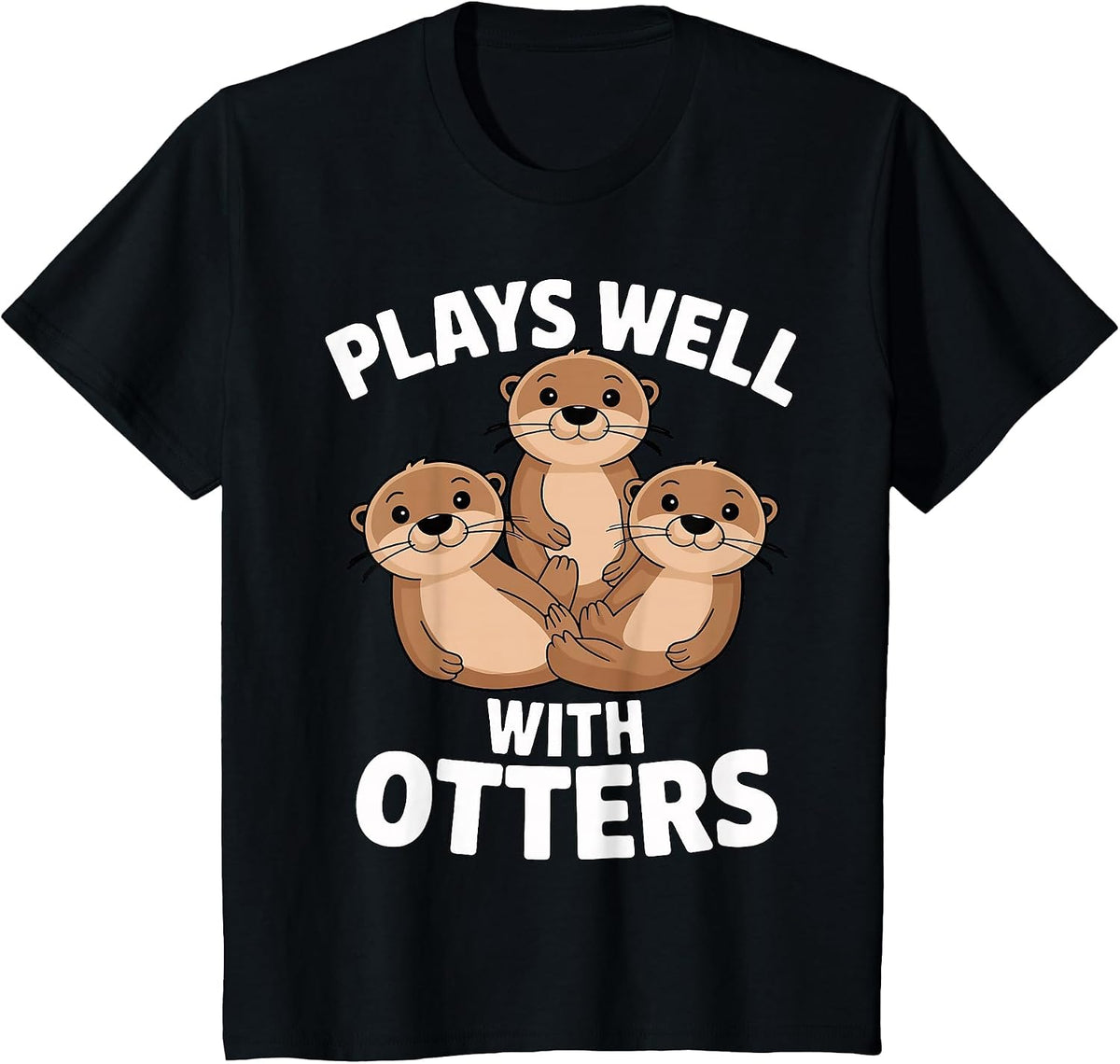 Plays Well with Otters Sea Otter T-Shirt - Black