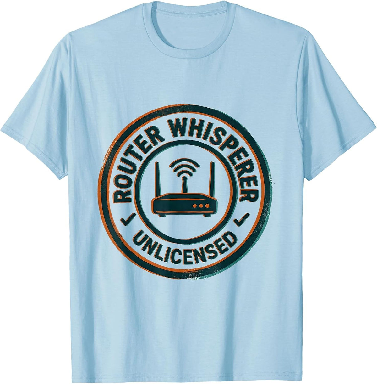 Men's Router Whisperer, Unlicensed Funny IT Tech Support Sysadmin T-Shirt - Baby Blue