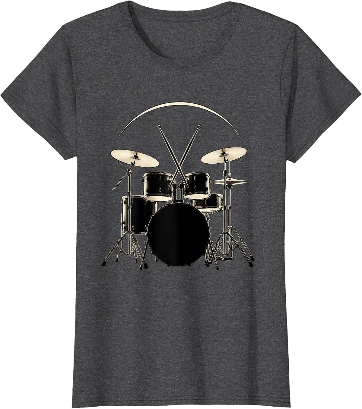 Women's Compact Drum Kit Silhouette Christian Musician Worship Faith T-Shirt - Dark Heather Grey