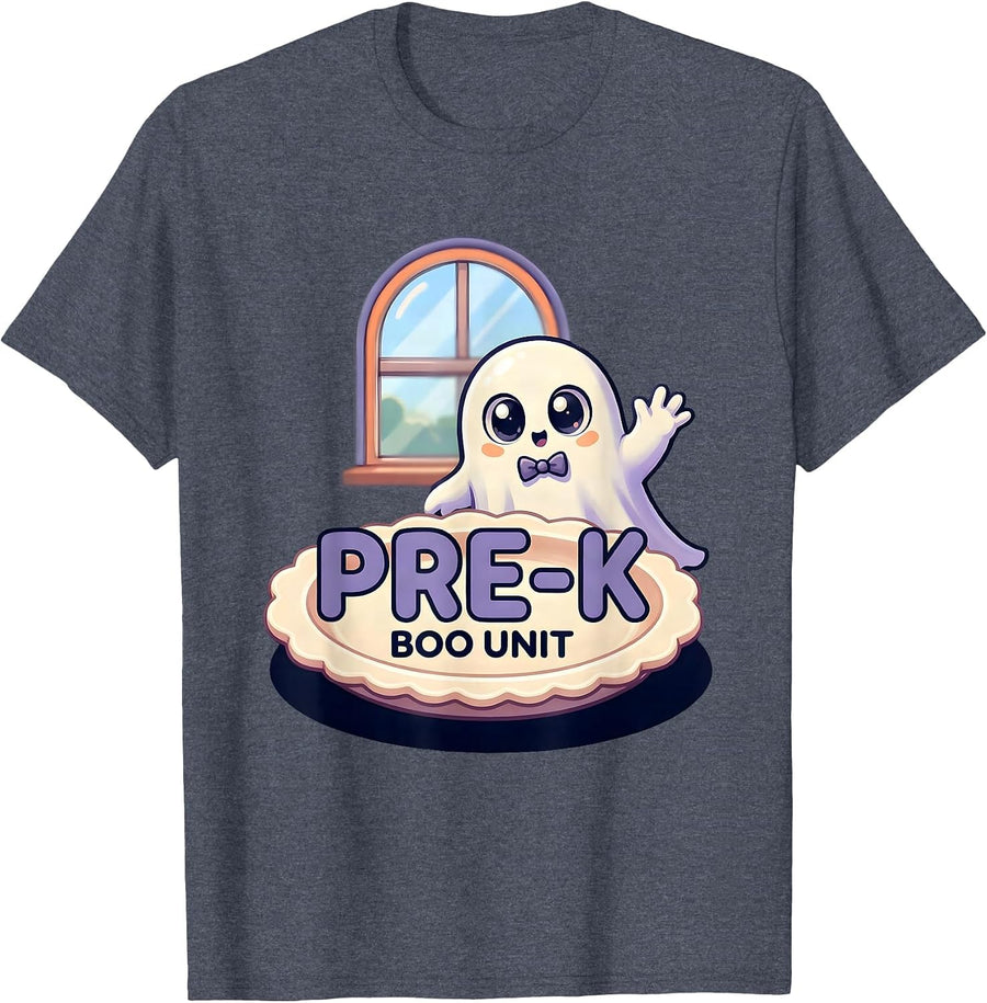 Pre-K Boo Unit Cute Kawaii Halloween Teacher Preschool Staff T-Shirt - Heather Blue