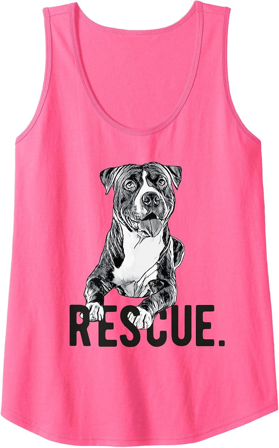 Rescue Pitbull Drawing Dog Mom Cute Adopt Don't Shop Mama Tank Top - Neon Pink