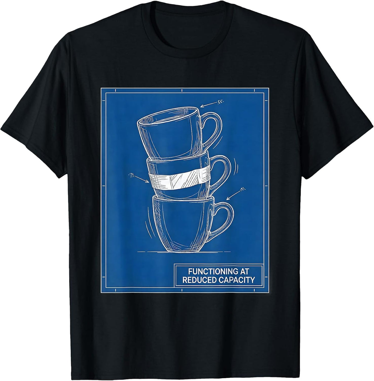 Men's Functioning At Reduced Capacity Sarcastic Mental Health T-Shirt - Black