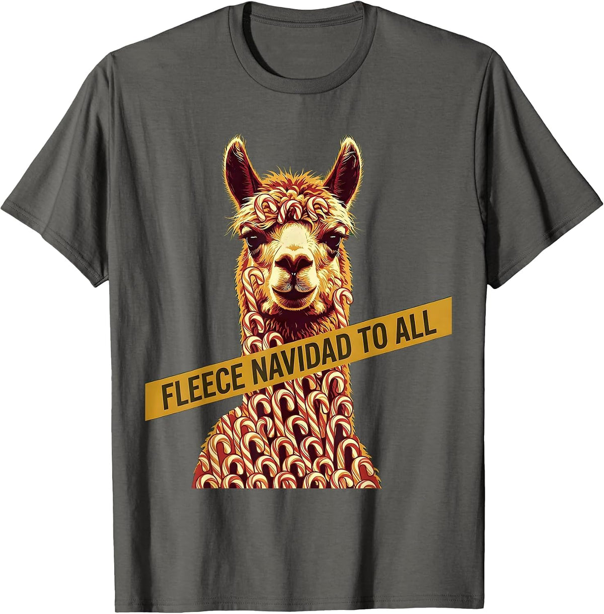 Fleece Navidad To All Funny Llama Alpaca Christmas Humor T-Shirt - Asphalt Grey