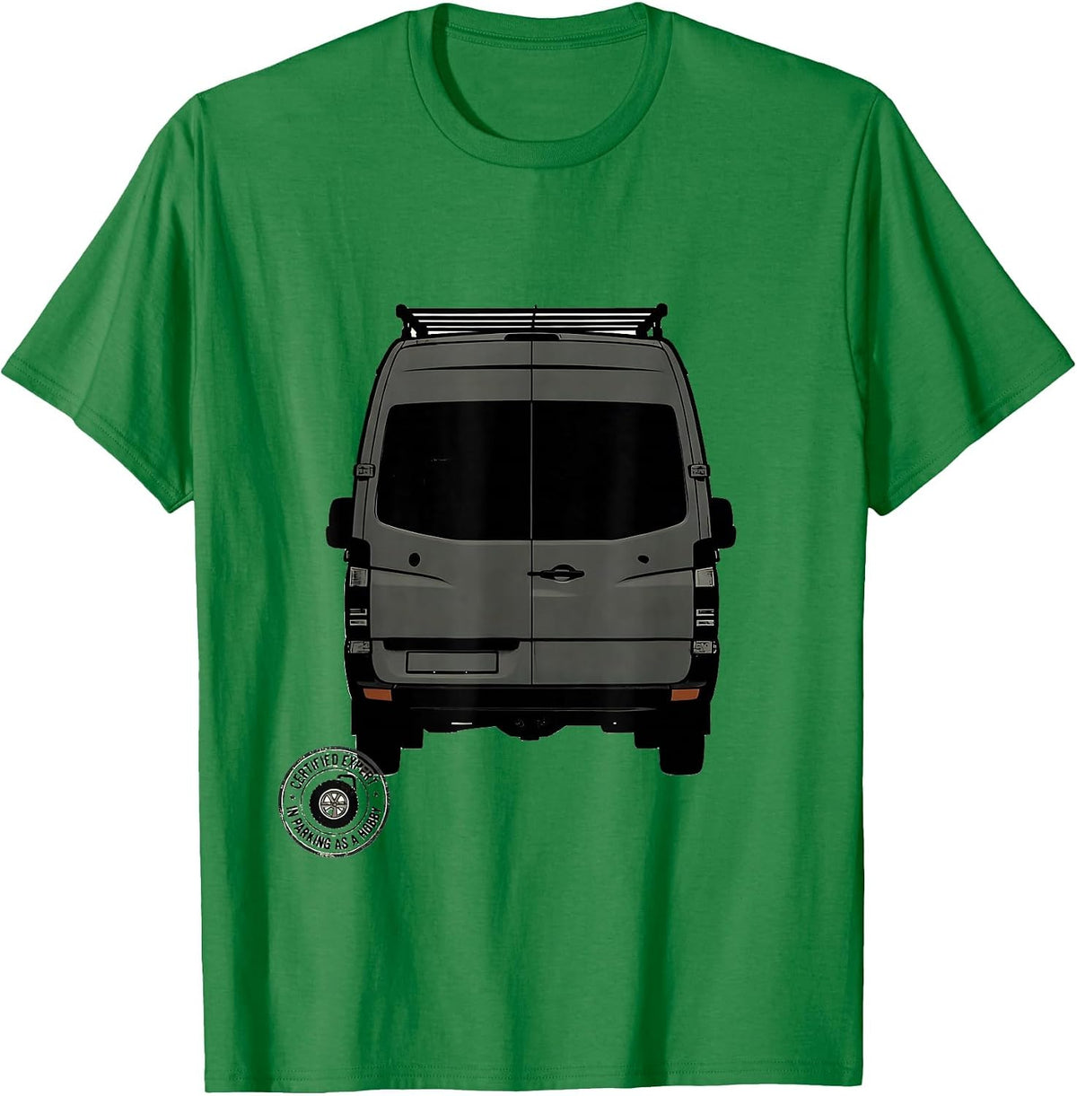 Men's Certified Expert In Parking As A Hobby Retro Van Life Road T-Shirt - Kelly Green