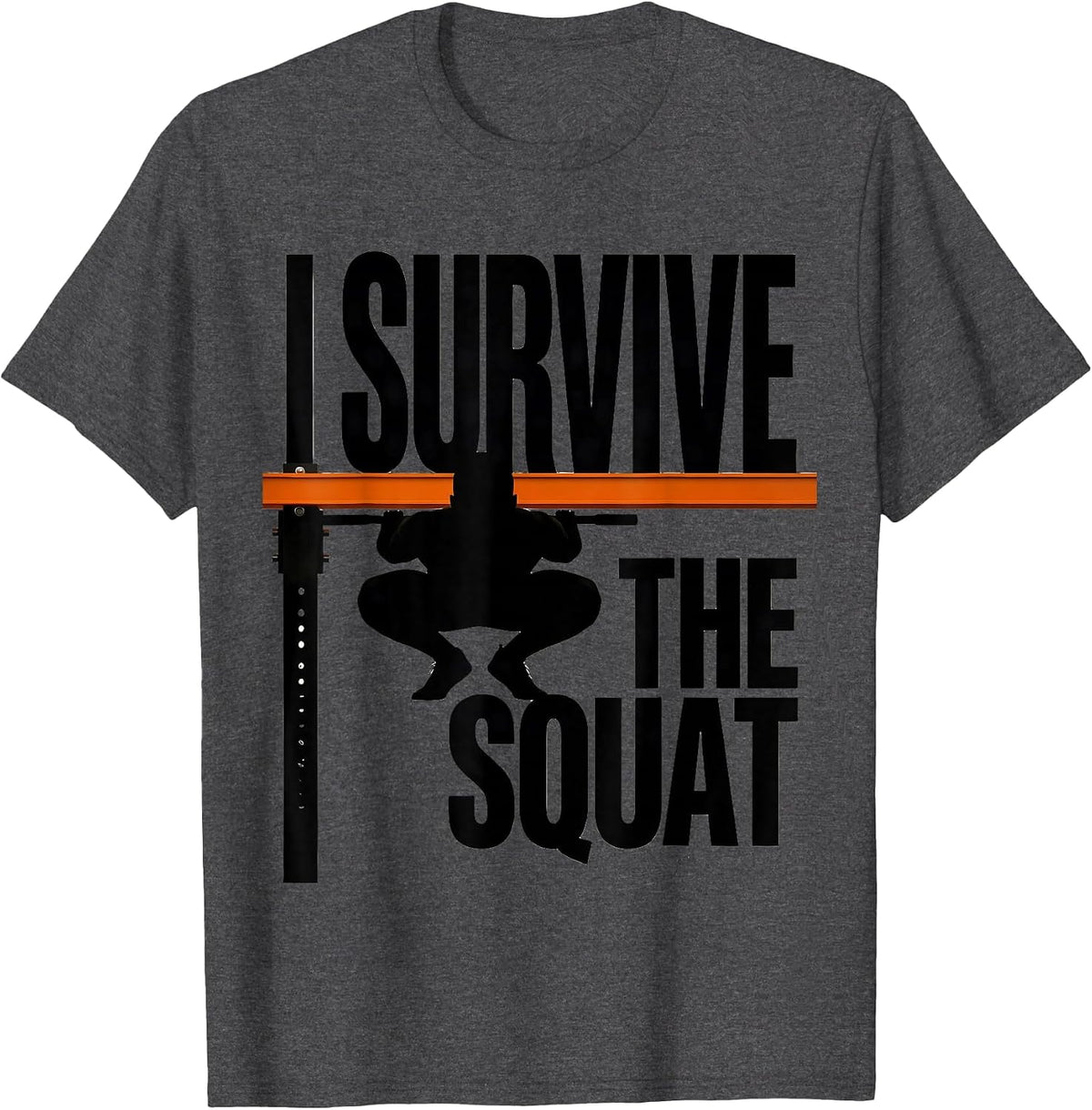 Men's I Survive The Squat Funny Gym Workout Weightlifting Humor T-Shirt - Dark Heather Grey