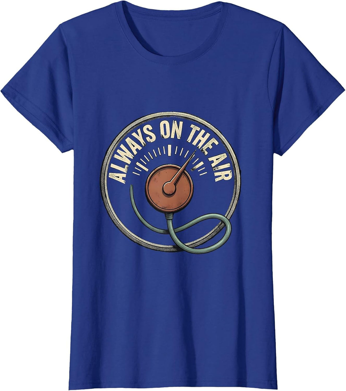 Women's Always On The Air Distressed Ham Radio Operator Humor T-Shirt - Royal Blue