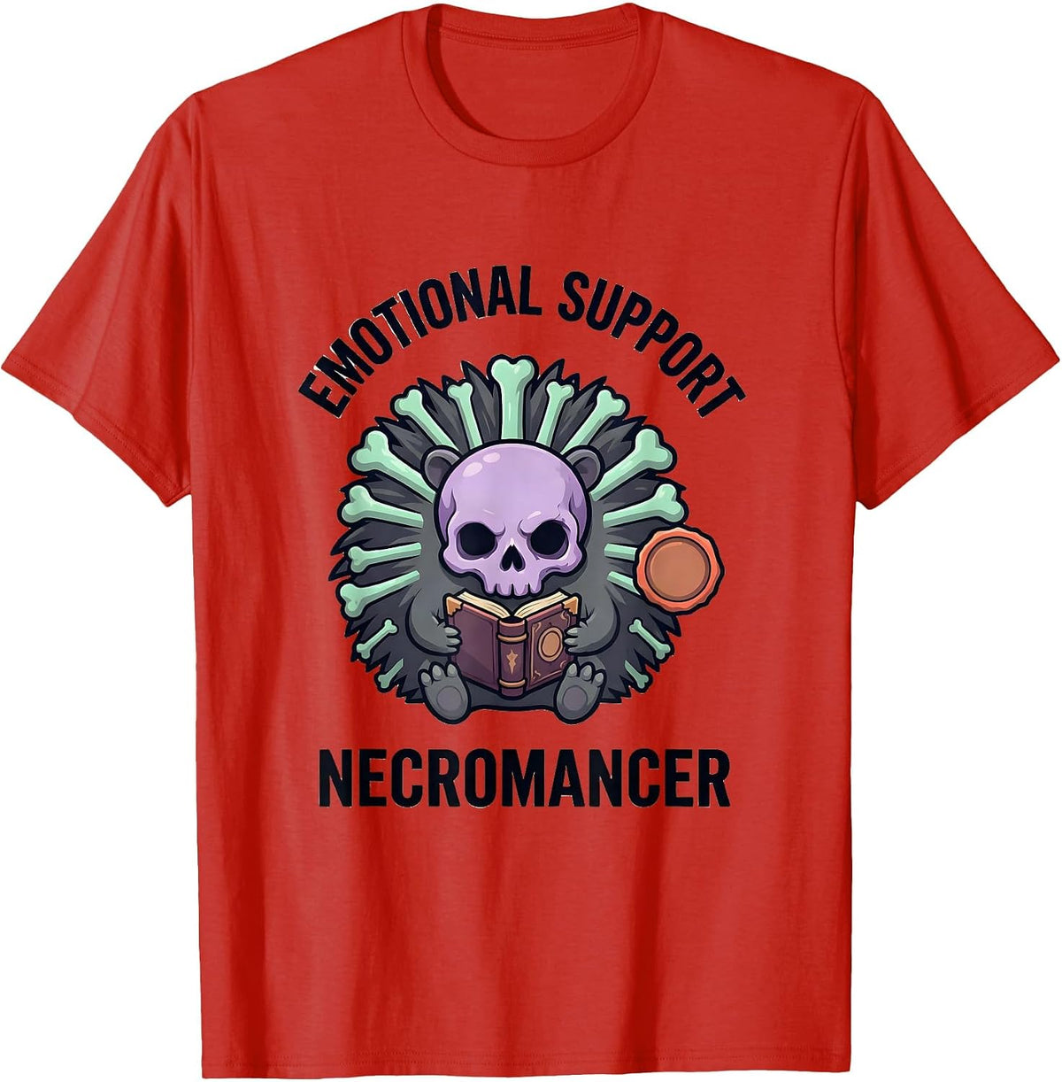 Men's Emotional Support Necromancer Pastel Goth Kawaii Horror T-Shirt - Red