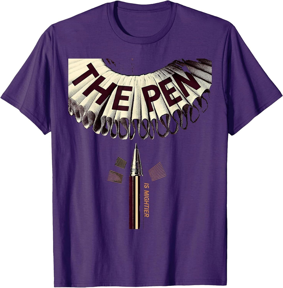 The Pen Is Mightier New Wave Typography Shakespeare Humor T-Shirt - Purple