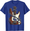 Bass Guitar Barbed Wire Rock Music Graphic T-Shirt - Royal Blue
