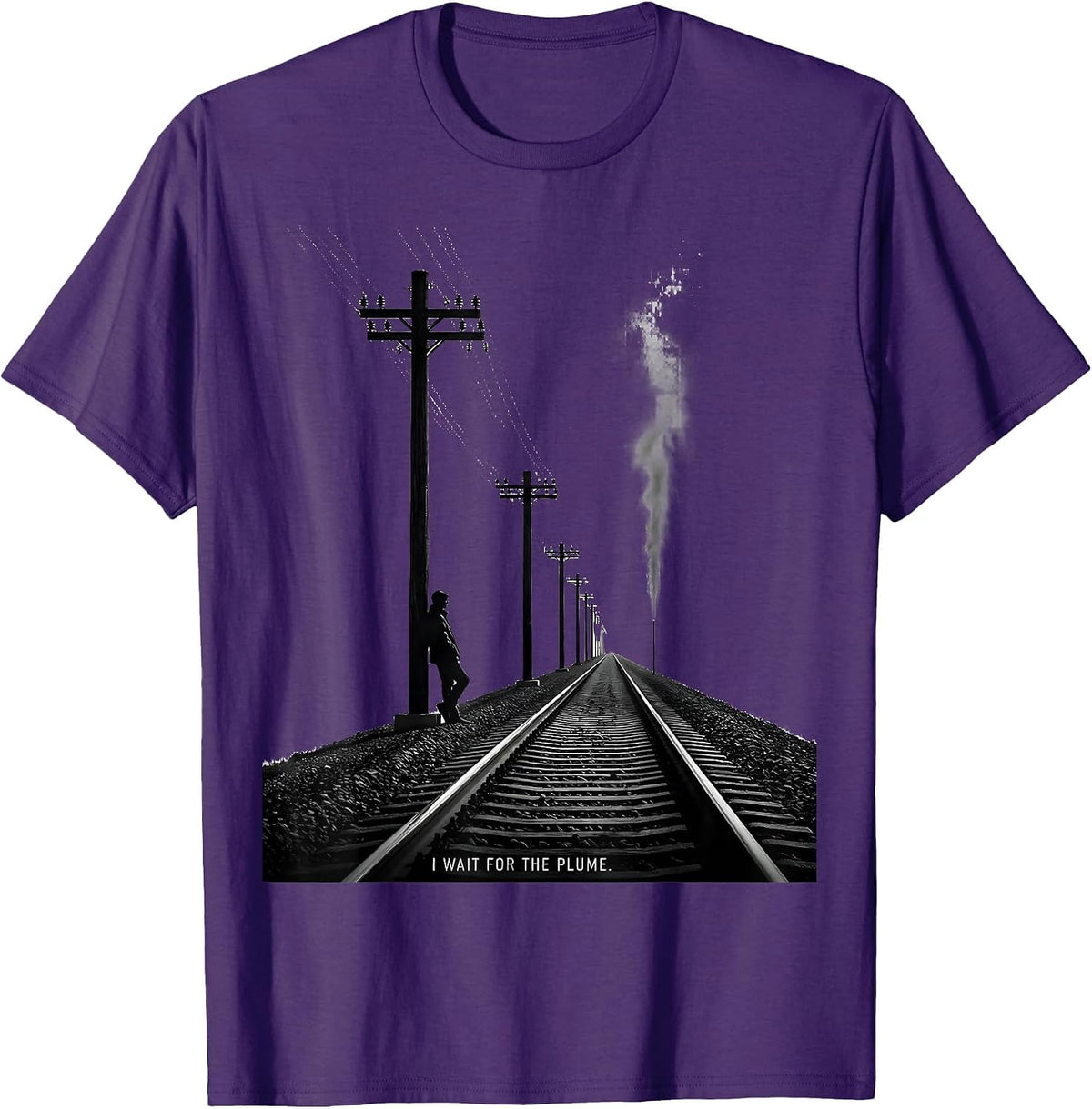 Men's I Wait For The Plume Big Boy 4014 Train Enthusiast Vintage T-Shirt - Purple
