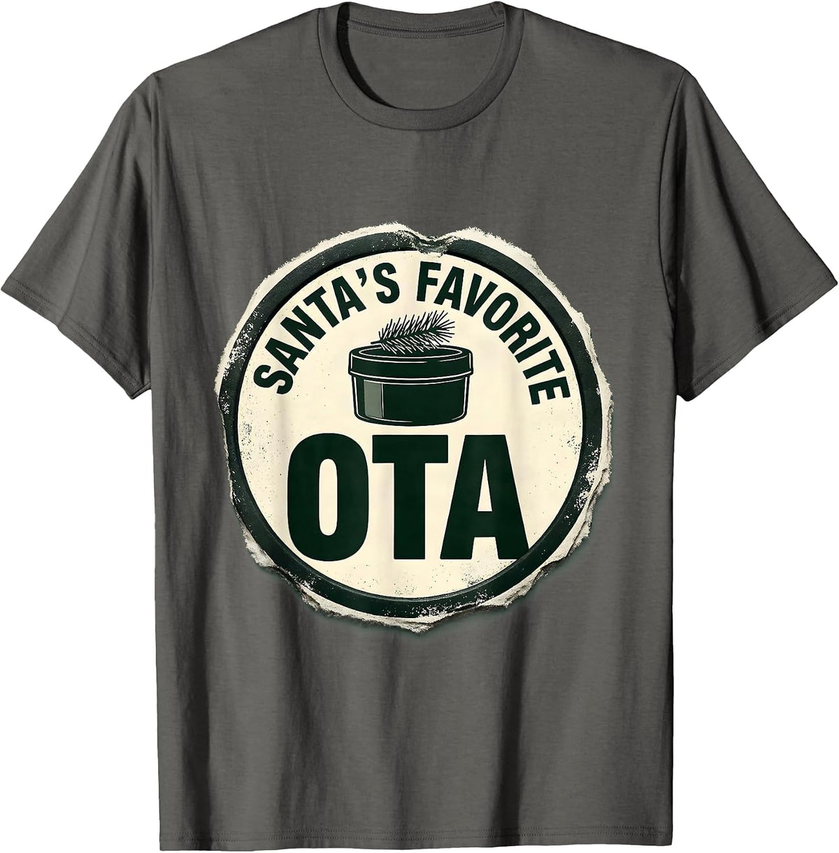 Men's Santa's Favorite OTA Physical Therapy Christmas Humor T-Shirt - Asphalt Grey