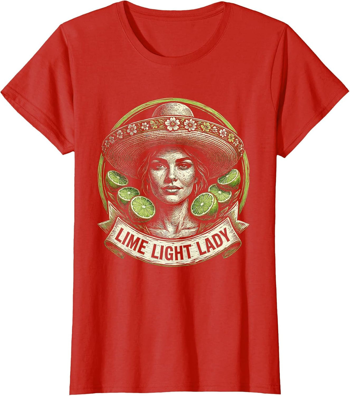 Lime Light Lady Cinco de Mayo Women Design T-Shirt - Red