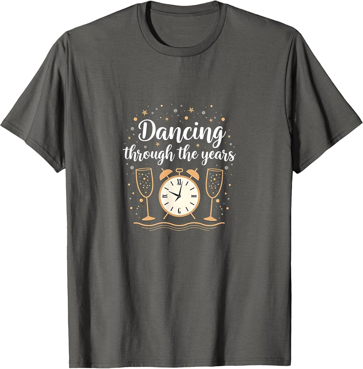 Dancing Through the Years New Years Eve Design T-Shirt - Asphalt Grey