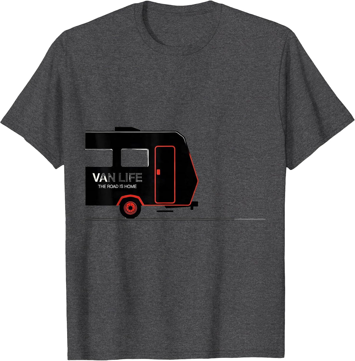 Men's Van Life The Road Is Home Retro Camper Nomad Pride T-Shirt - Dark Heather Grey