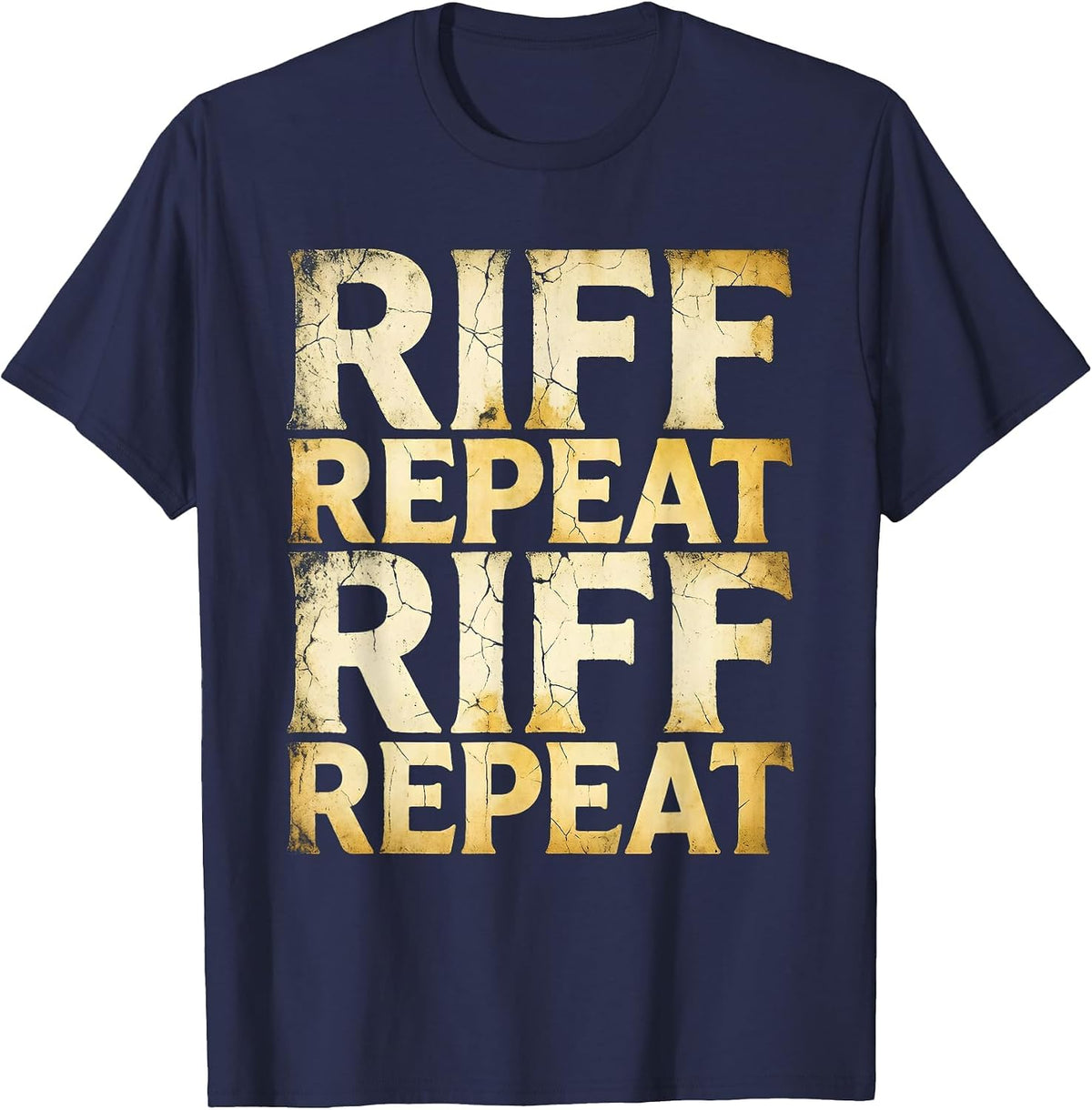 Riff Repeat Riff Repeat Guitar Music Design T-Shirt - Navy Blue