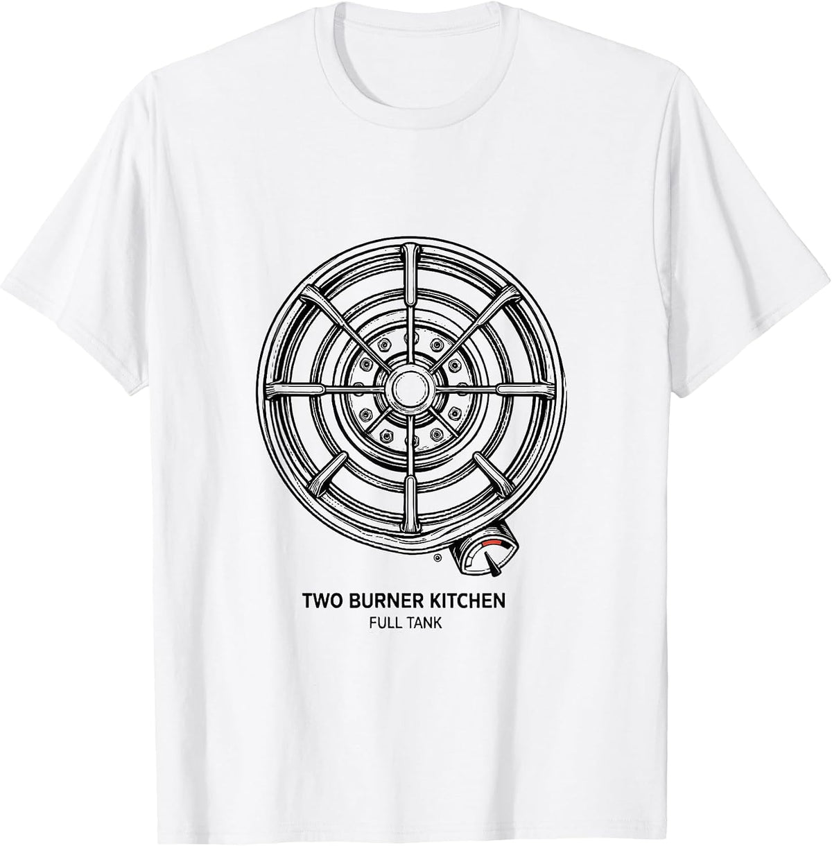 Men's Two Burner Kitchen, Full Tank Retro Van Life Van Dwellers T-Shirt - White