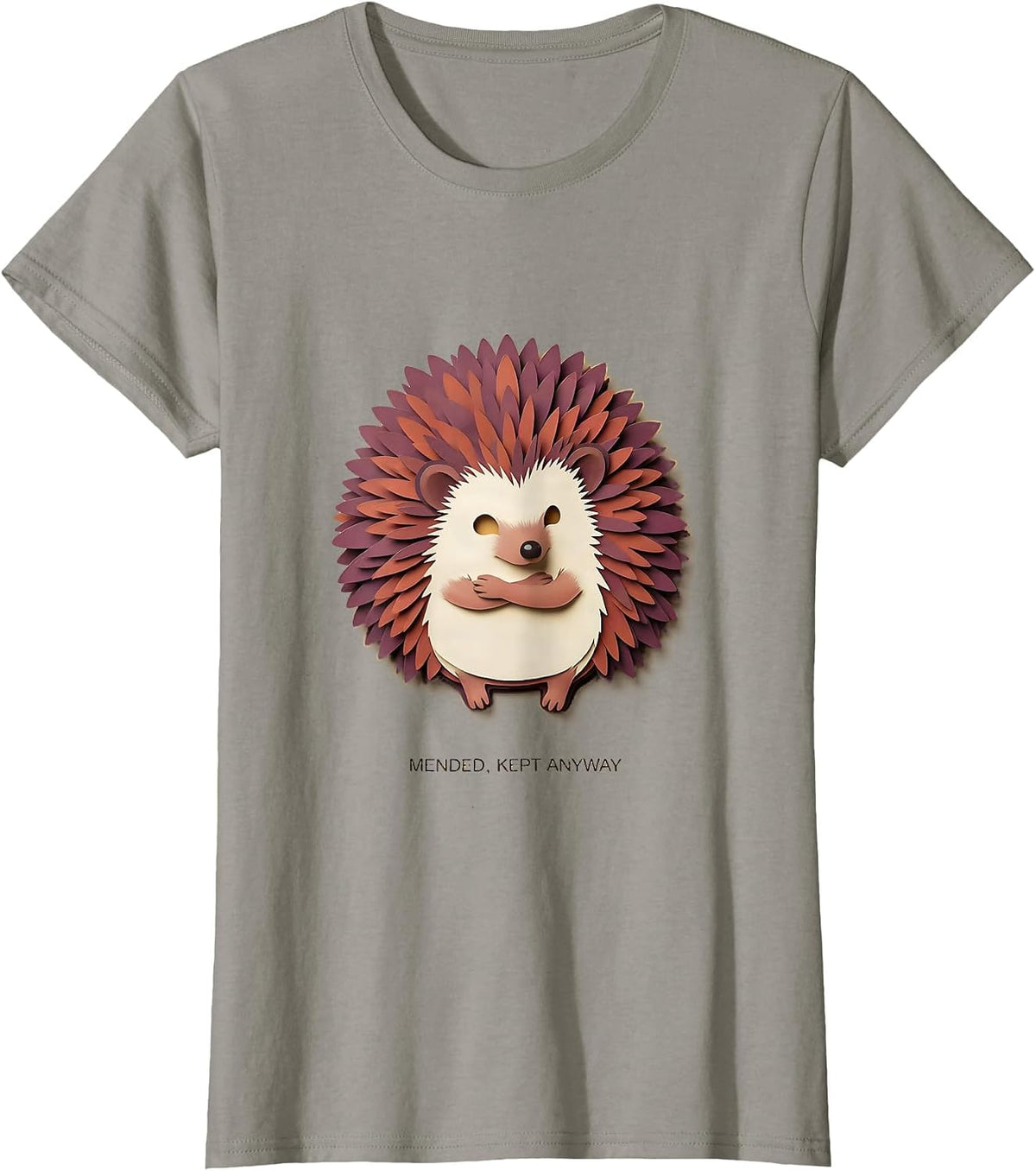 Women's Mended, Kept Anyway Pastel Goth Kawaii Chibi Hedgehog T-Shirt - Slate Grey