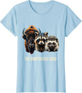Women's The Unbothered Crew Funny Bison Raccoon Hedgehog Sunglasses T-Shirt - Baby Blue