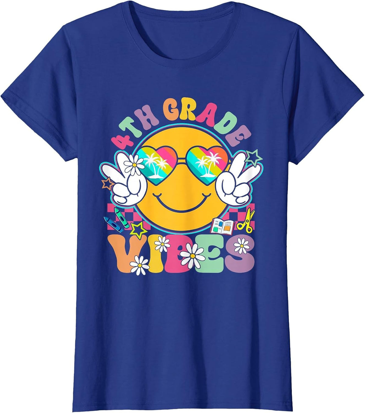 4th Grade Vibes Teacher Kids Back to School Fourth Grade T-Shirt - Royal Blue