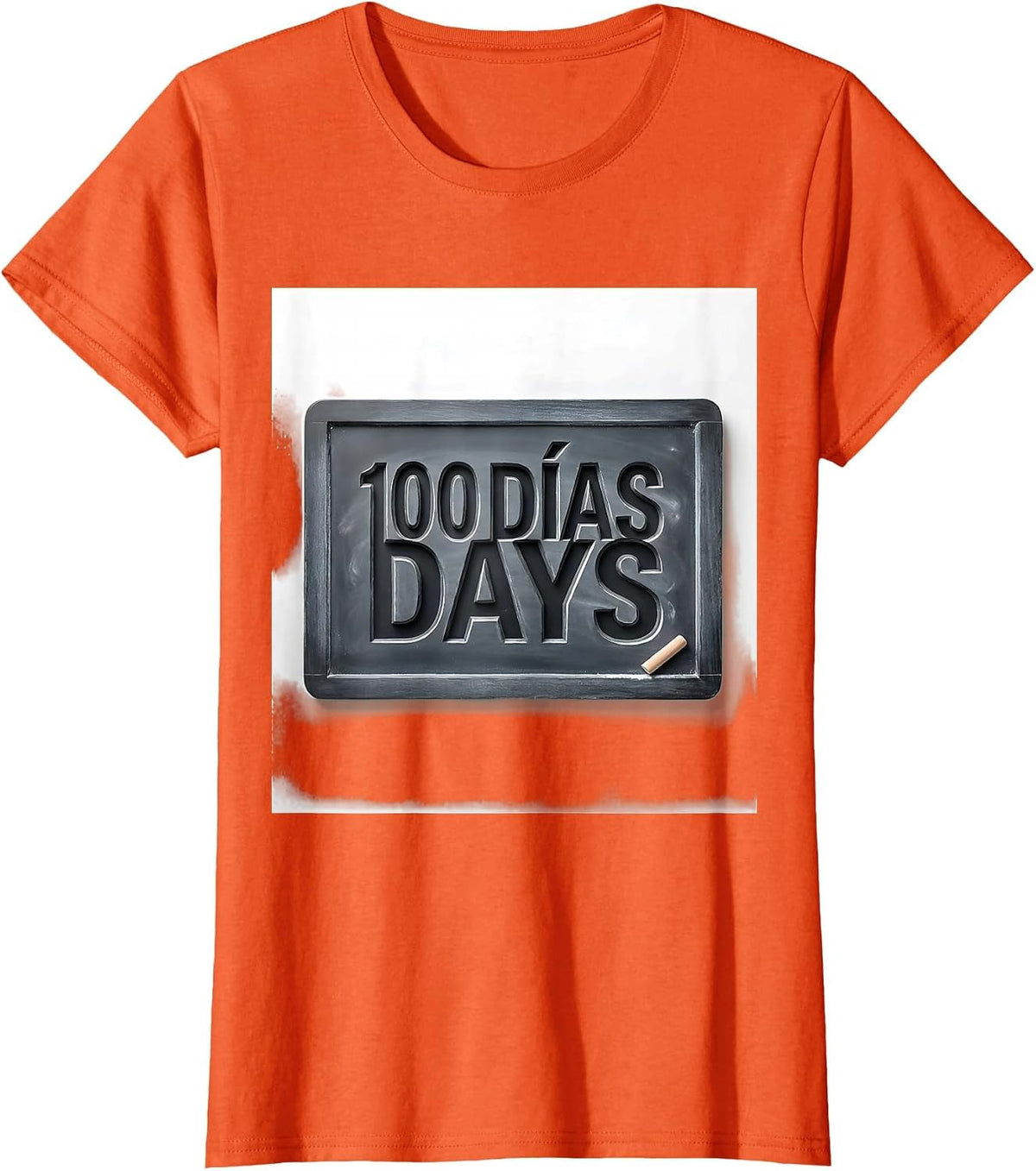 100 DÍAS/DAYS Editorial Conceptual Spanish Teacher 100th Day T-Shirt - Orange