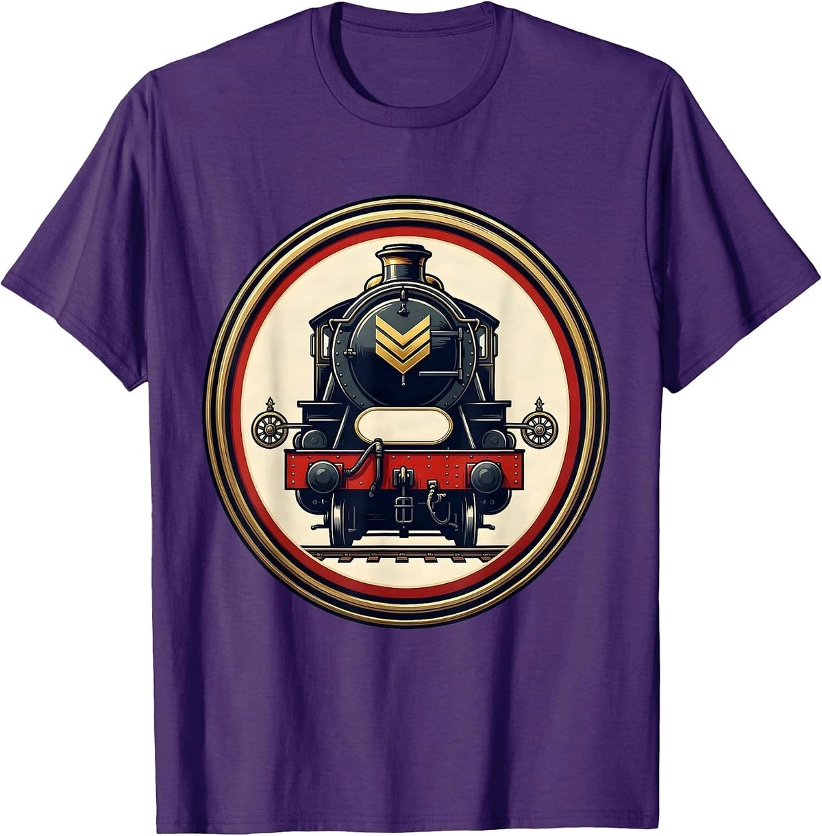 Steam Locomotive Badge Vintage Train Enthusiast Gift T-Shirt - Purple