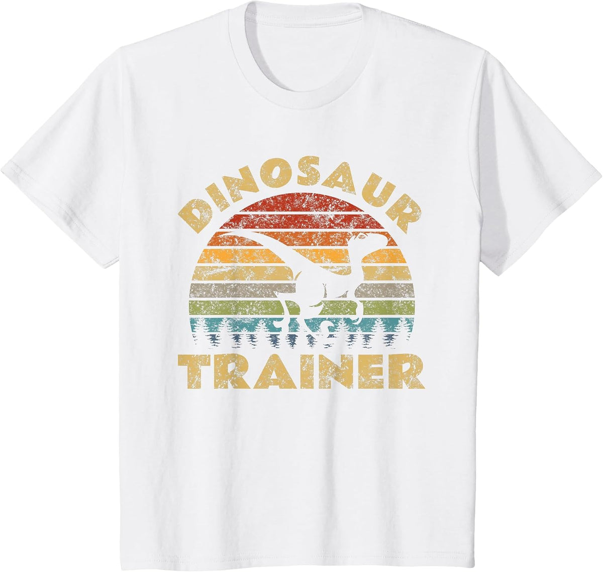 Vintage Dinosaur Trainer Halloween Costume Retro Sunset Dino T-Shirt - White