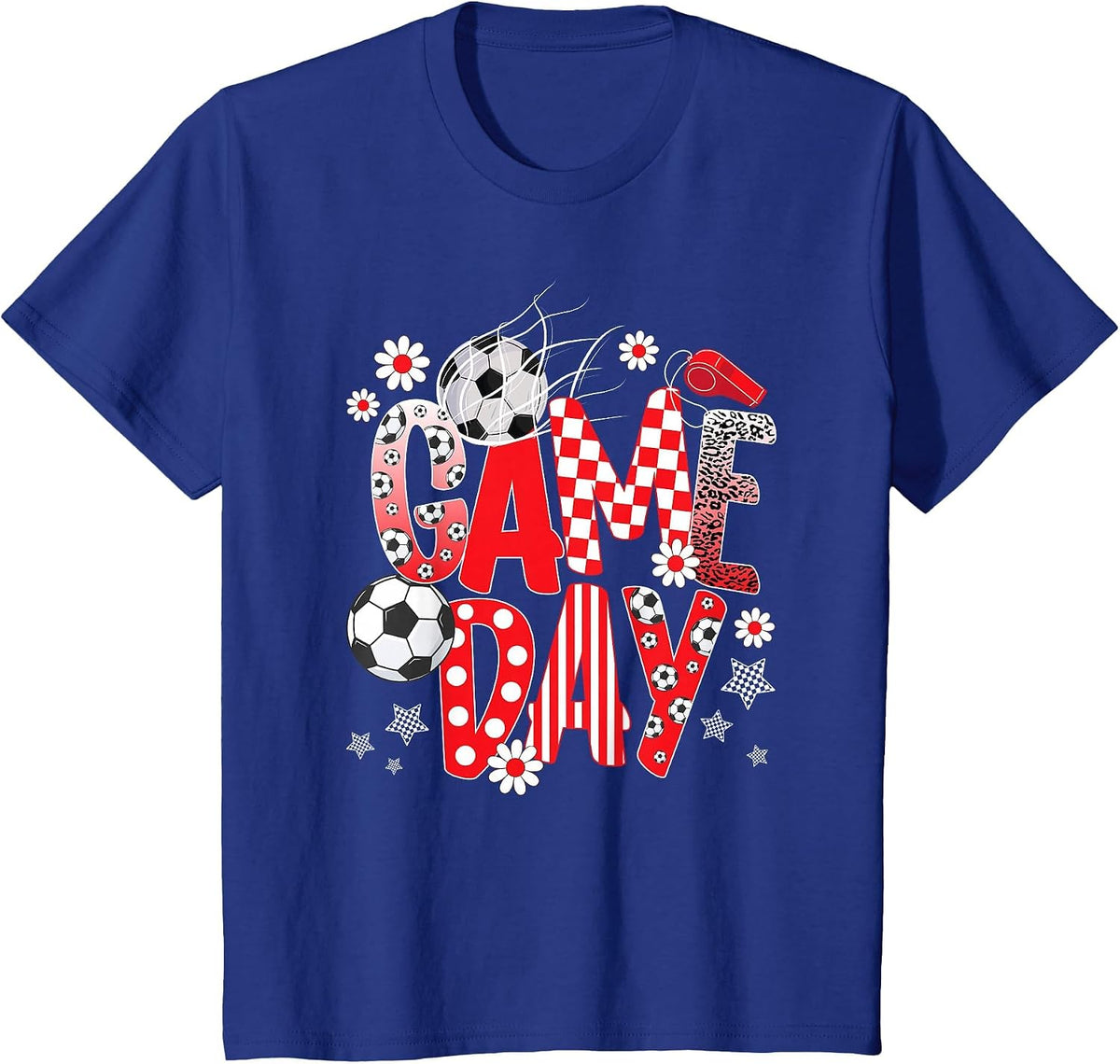 Game Day Cute Soccer Game Day Soccer T-Shirt - Royal Blue